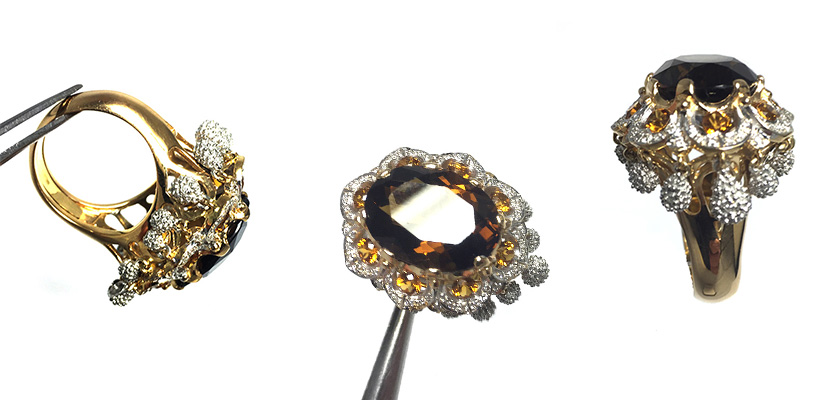 Anello Moonlight con citrino e diamanti | Gioielleria Caruso Napoli