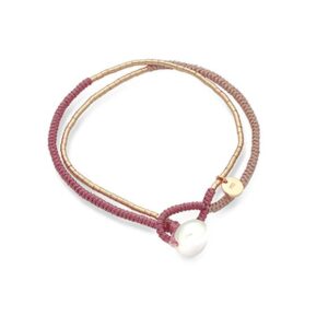 Bracciale Mikiko con perla in sagola rosa | Gioielleria Caruso Napoli