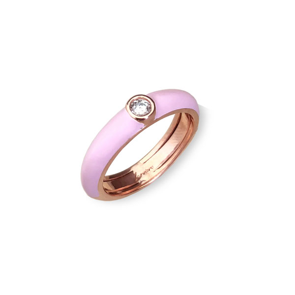 Anello Labrioro Easy Chic con smalto rosa | Gioielleria Caruso Napoli