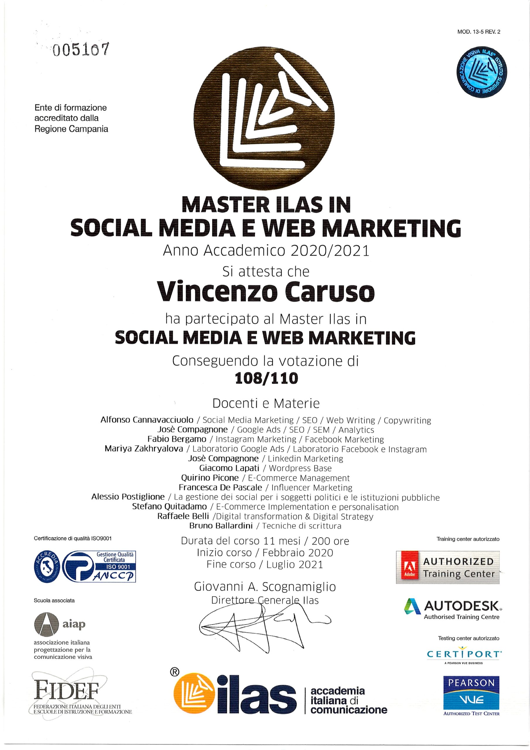 Vincenzo Caruso Master in Social Media & Web Marketing