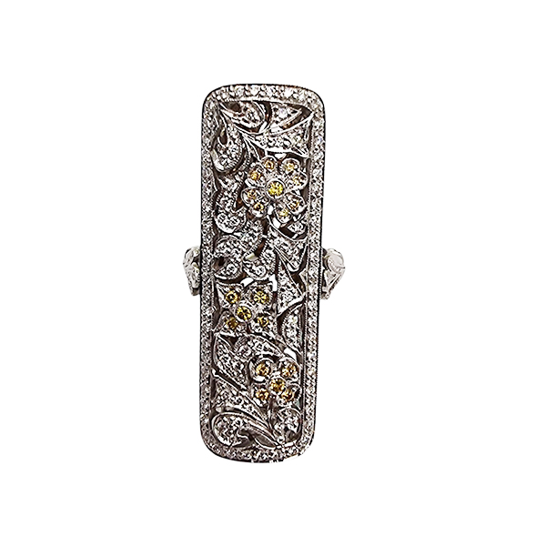 Anello Spola rettangolare con diamanti fancy | Gioielleria Caruso Napoli